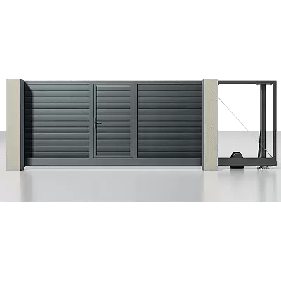 Откатные ворота со встроенной калиткой