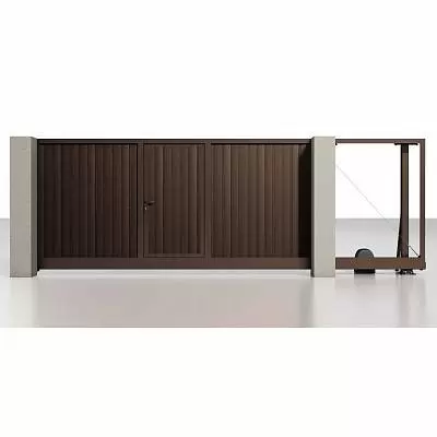 Откатные ворота со встроенной калиткой